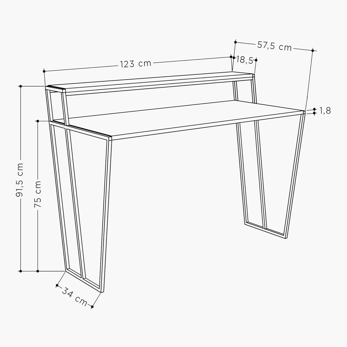 Modern Design Office Desk with Hutch, Writing Desk - COOLBABY