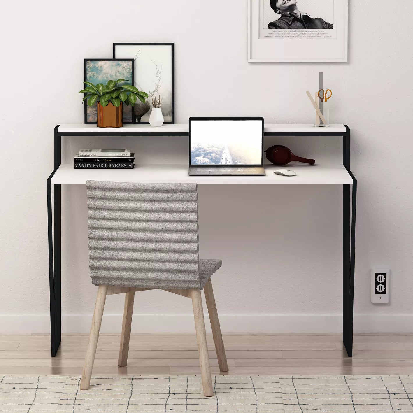 Modern Design Office Desk with Hutch, Writing Desk - COOLBABY