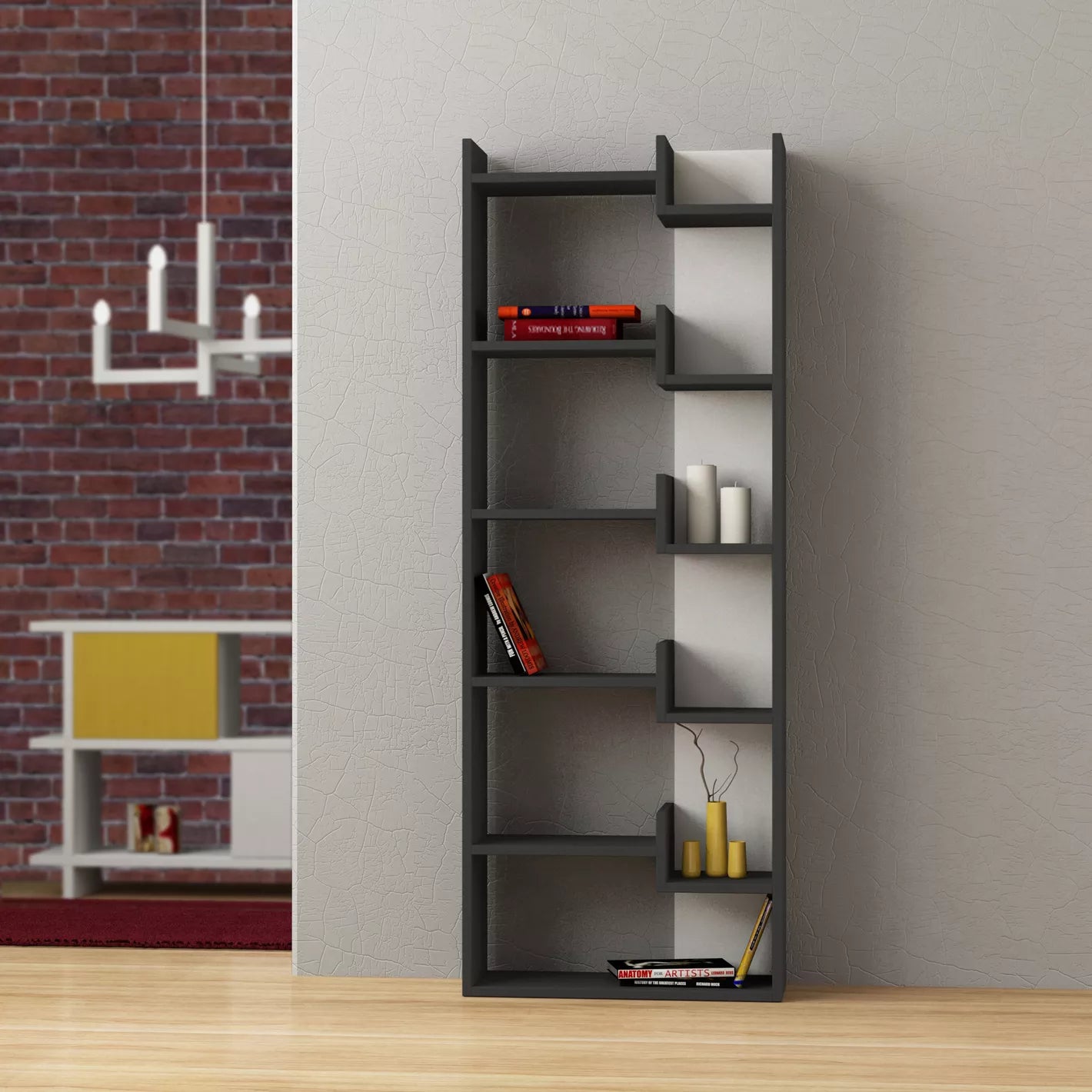 Bookcase With Five Spacious Tiers For Display Books, Plants, And Décor - COOLBABY