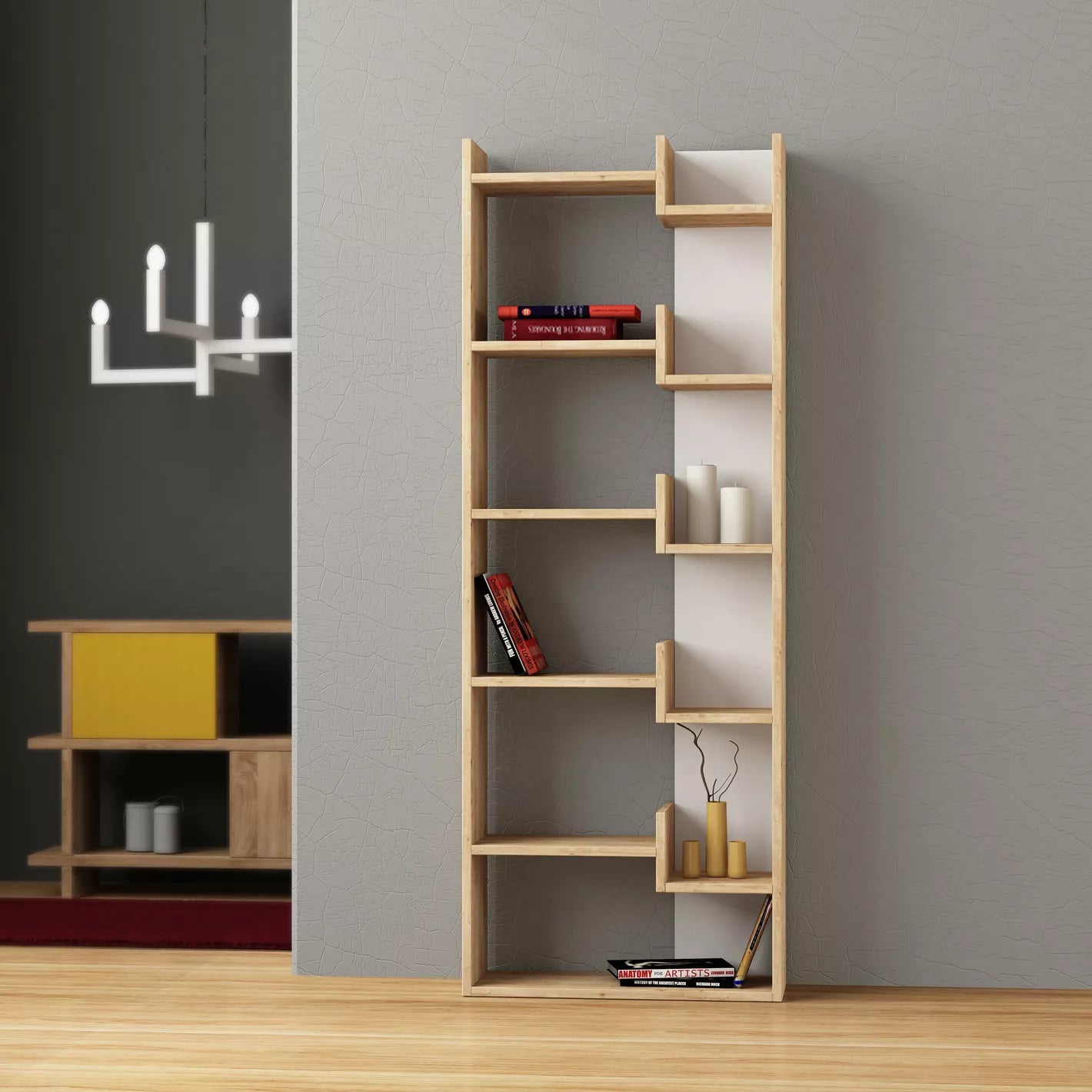 Bookcase With Five Spacious Tiers For Display Books, Plants, And Décor - COOLBABY