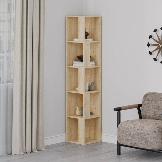 Corner Bookcase With Five Equal Tiers - COOLBABY