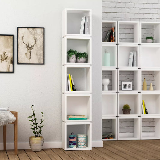 Multi Corner Bookcase With Five Spacious Shelves For Displaying Books - COOLBABY