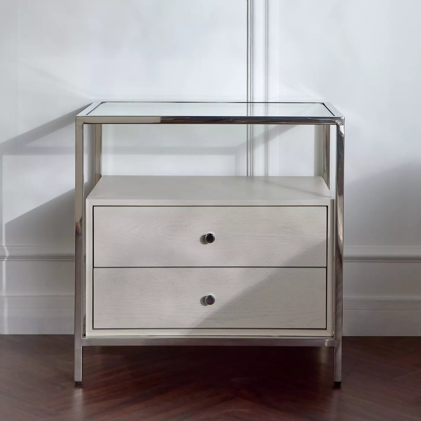 Modern Luxe Nightstand With Two Drawers, Soft-Closing Mechanism And One Shelf For Storage - COOLBABY