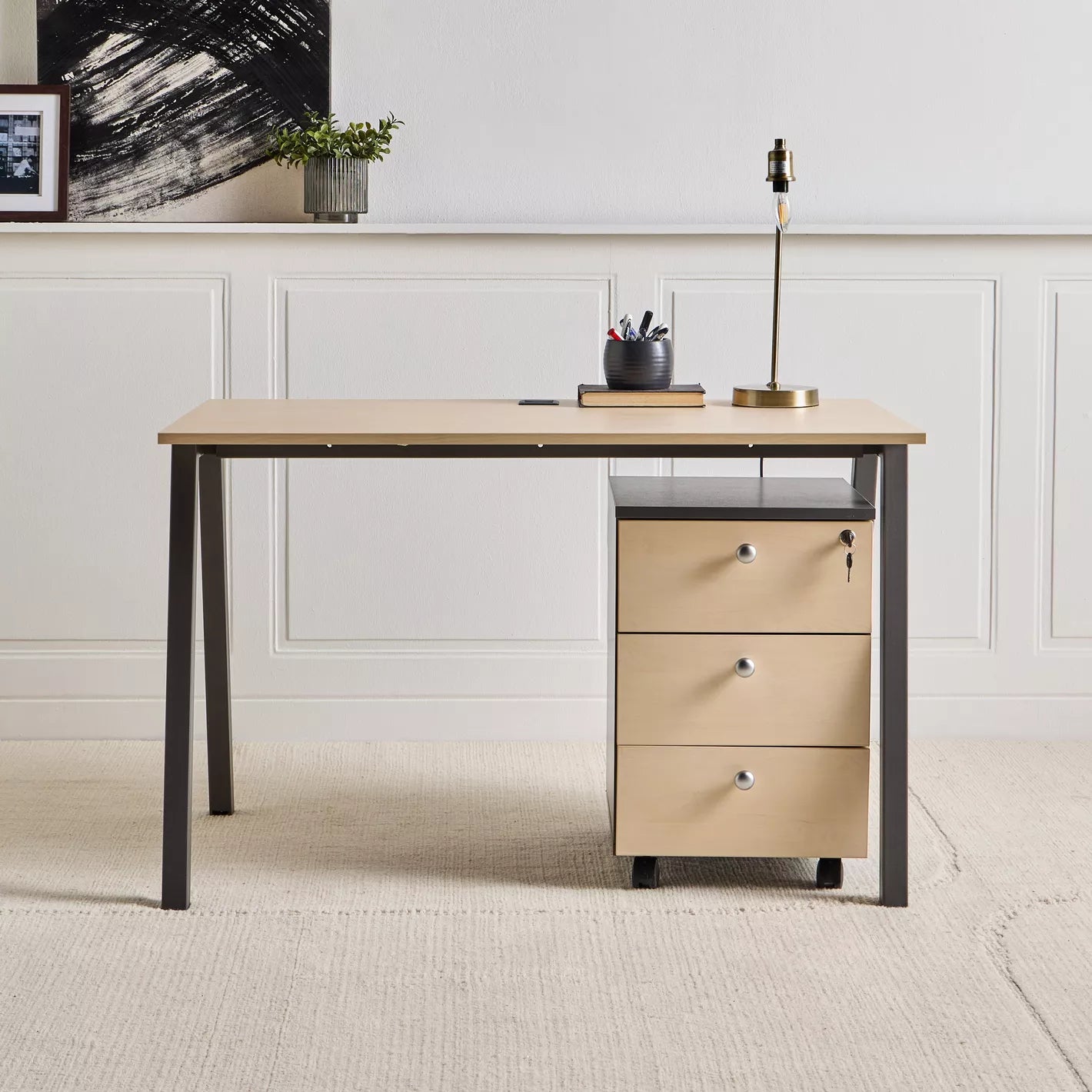 Desk with Storage Unit With 3 Drawers - COOLBABY