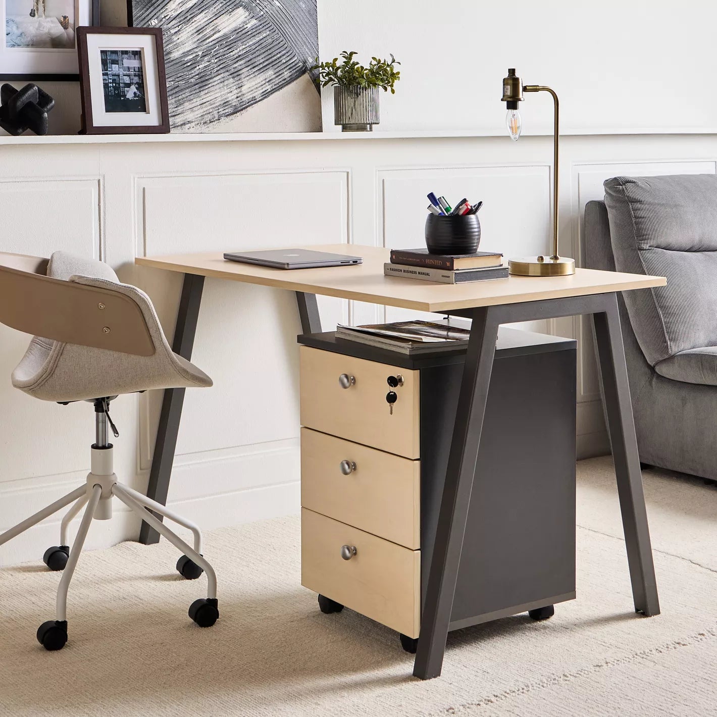 Desk with Storage Unit With 3 Drawers - COOLBABY