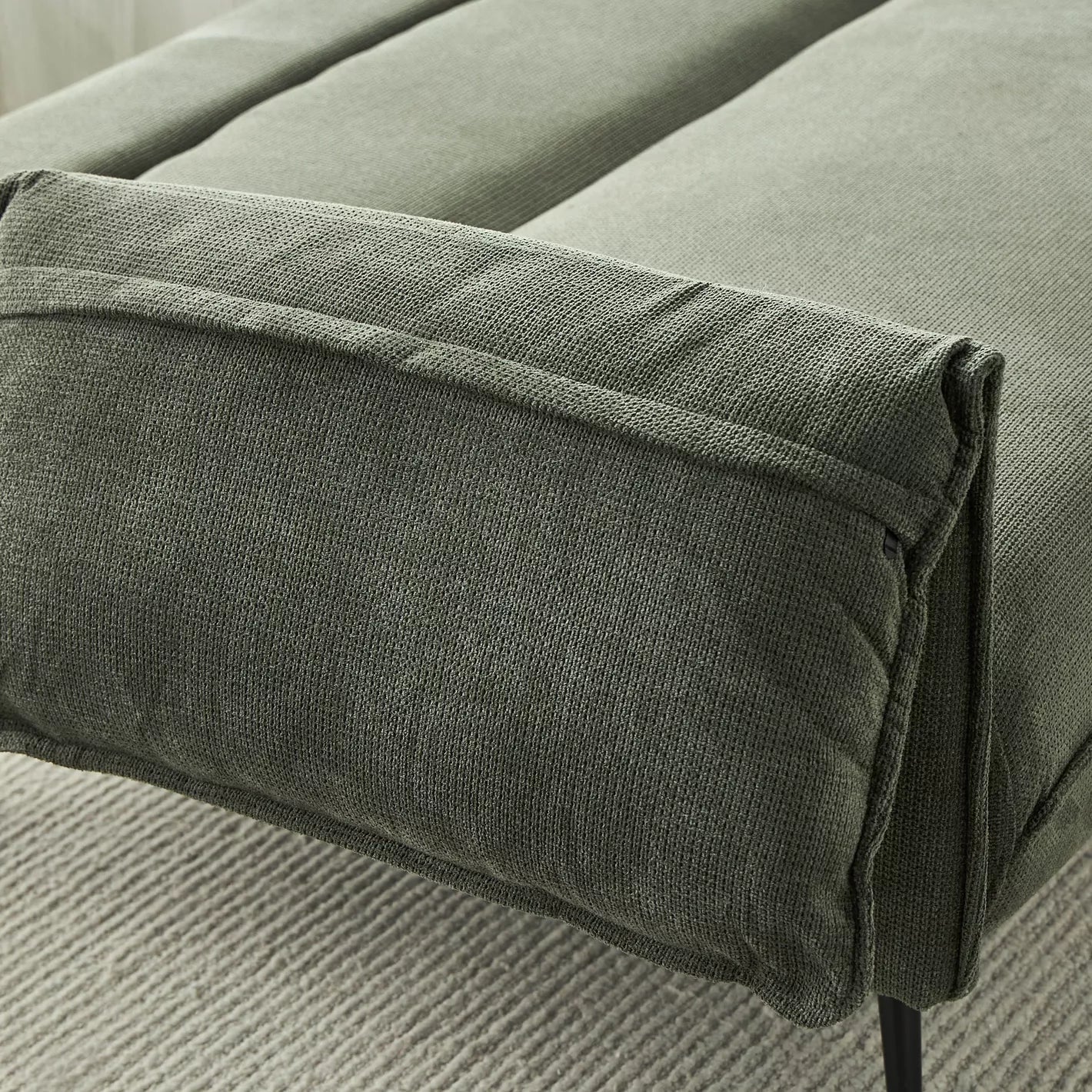 Elegant 3-Seater Fabric Sofa Bed for Modern Living Spaces - Green