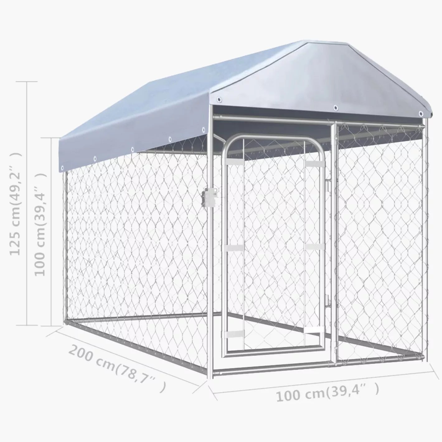 Outdoor Dog Kennel with Roof - 200x100x125 CM