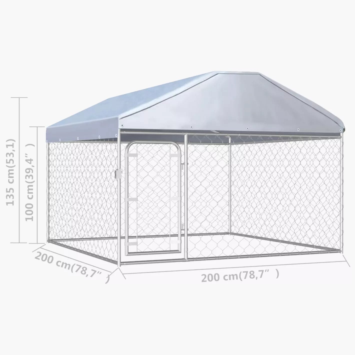 Outdoor Dog Kennel with Roof - 200x100x125 CM