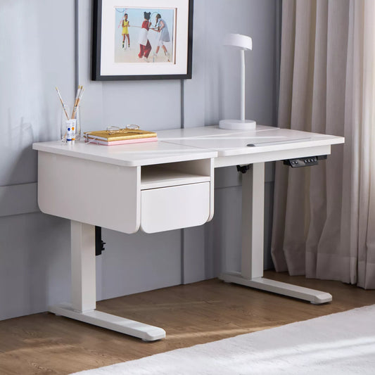 Smart Desk With A Large Drawer And USB Charging Port, Wire Organizer - Study Desk