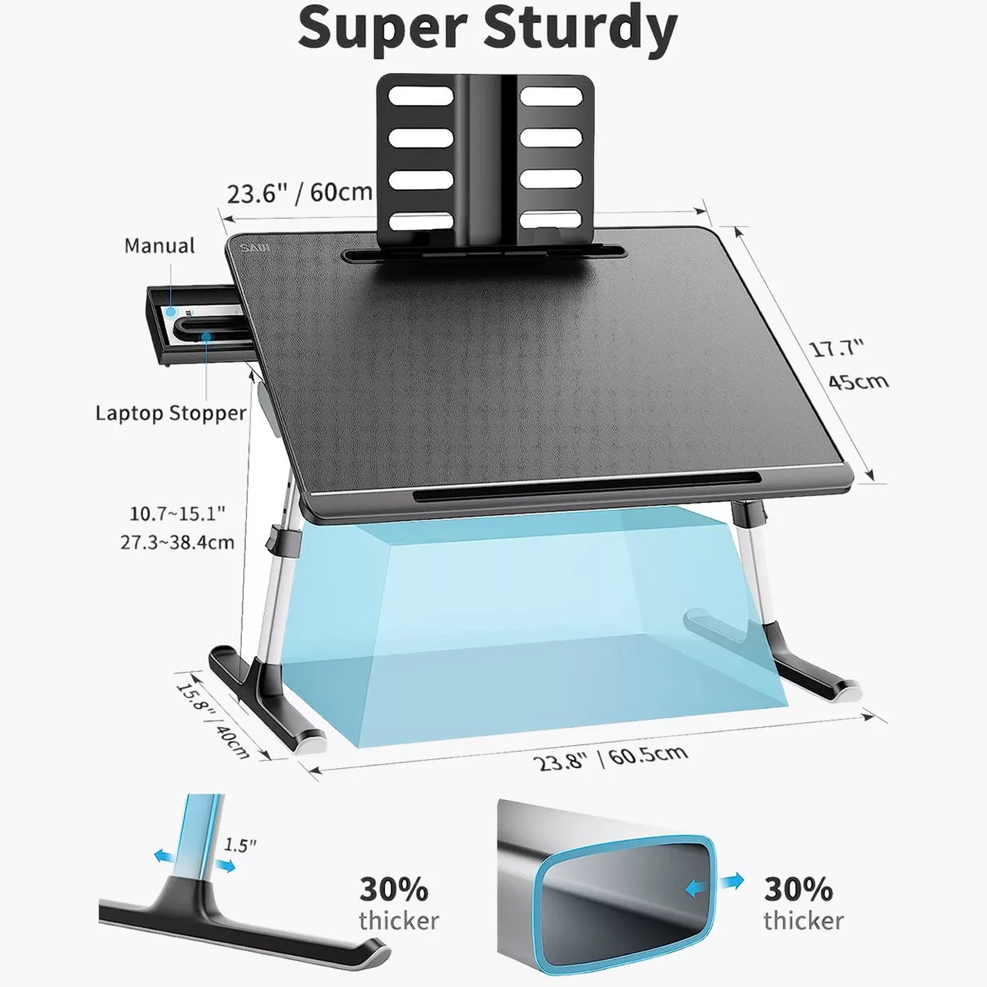 Foldable Laptop Table, Adjustable And Super Large Laptop Desk - COOLBABY