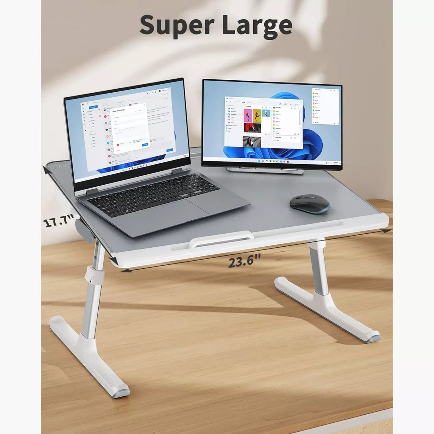 Foldable Laptop Table, Adjustable And Super Large Laptop Desk - COOLBABY