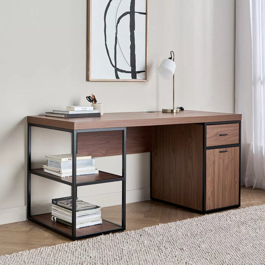 Countryside Office Desk, Home Desk - Walnut Color - COOLBABY