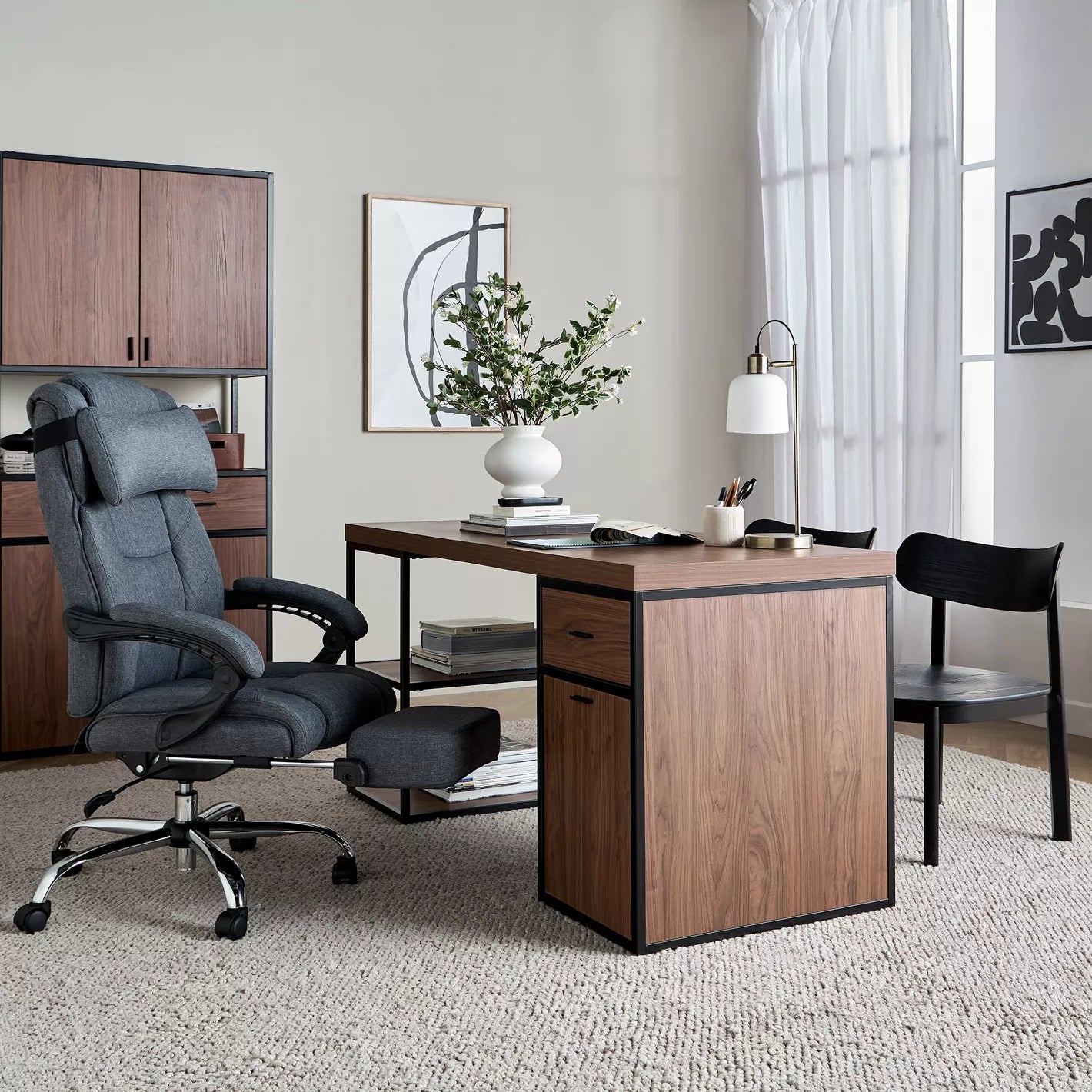 Countryside Office Desk, Home Desk - Walnut Color - COOLBABY