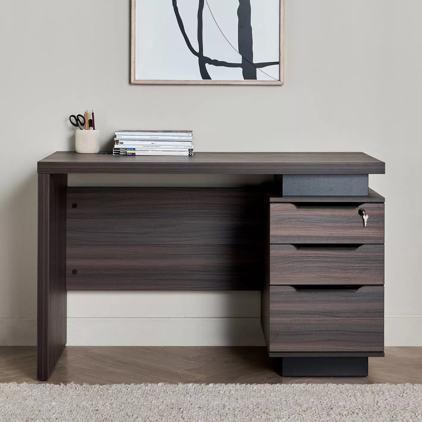 Office Desk With Three Drawers For Storing, Computer/Home Desk - COOLBABY