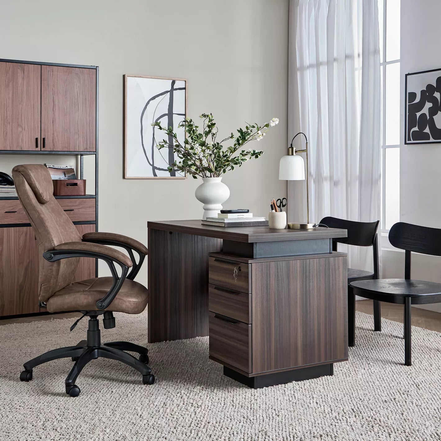 Office Desk With Three Drawers For Storing, Computer/Home Desk - COOLBABY