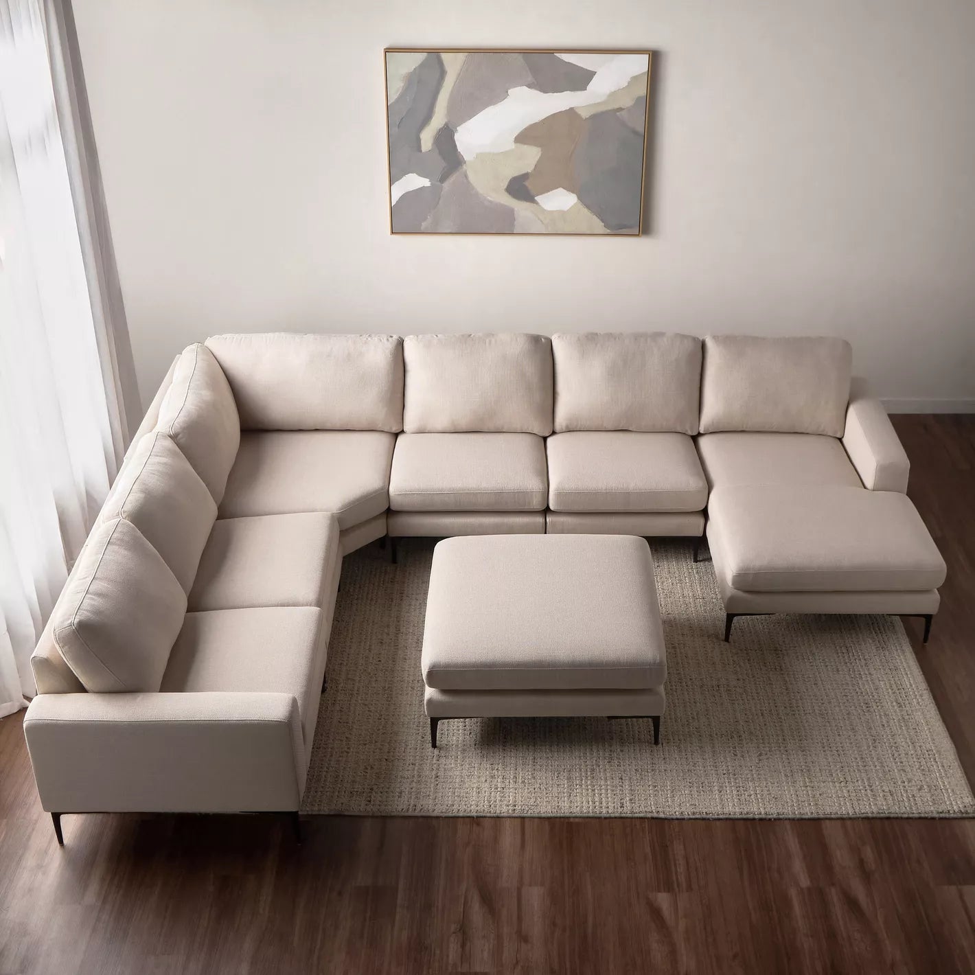 Modern Fabric Right Modular Chaise, Sofa Chair