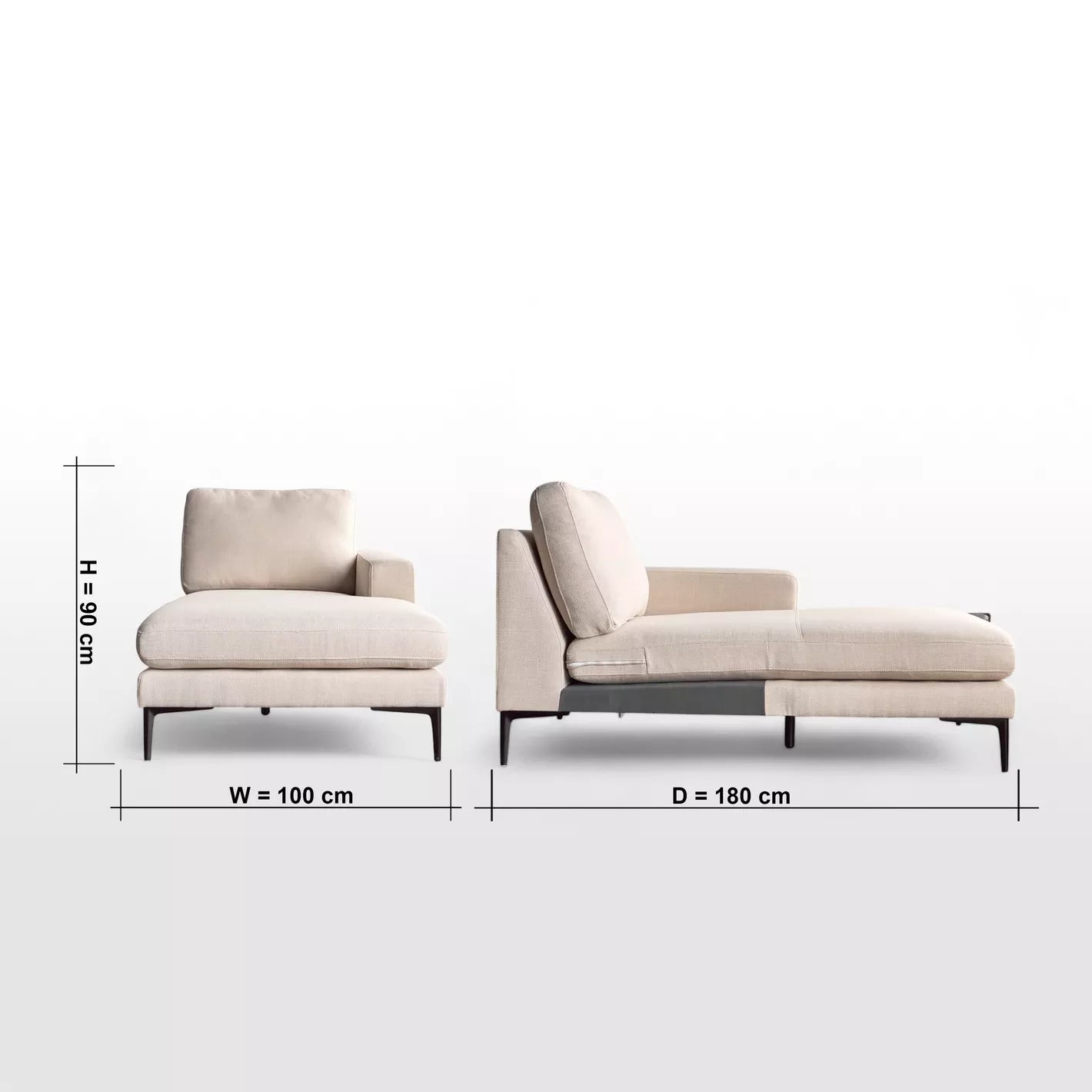 Modern Fabric Right Modular Chaise, Sofa Chair