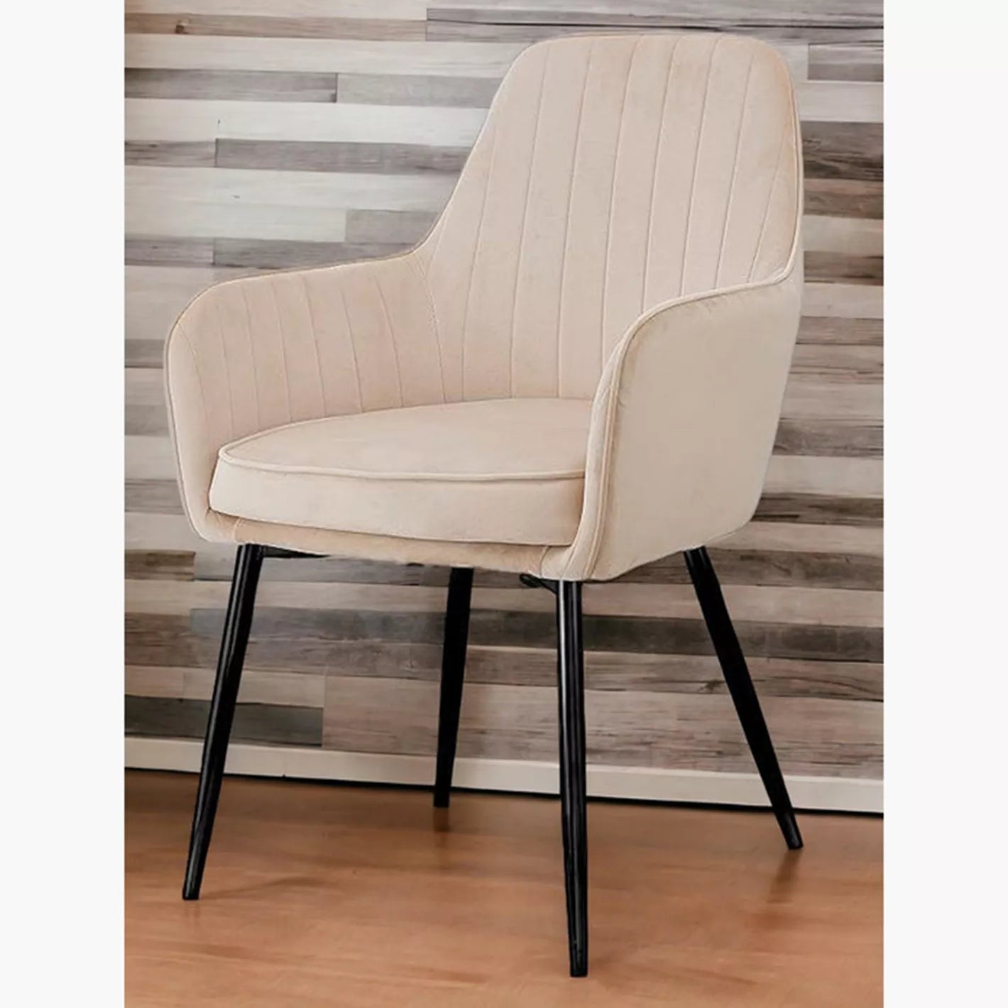 Velvet Upholstery Dining Chair, Foam Seat Filling, Metal Legs