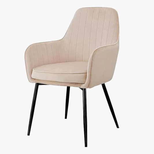 Velvet Upholstery Dining Chair, Foam Seat Filling, Metal Legs