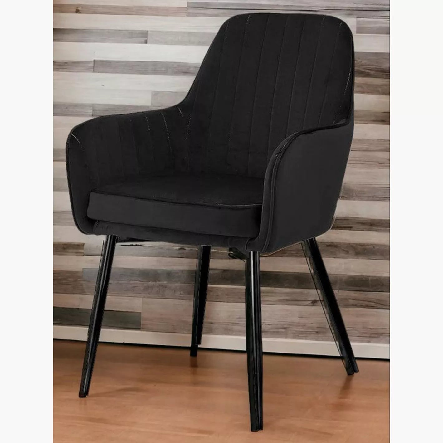 Velvet Upholstery Dining Chair, Foam Seat Filling, Metal Legs