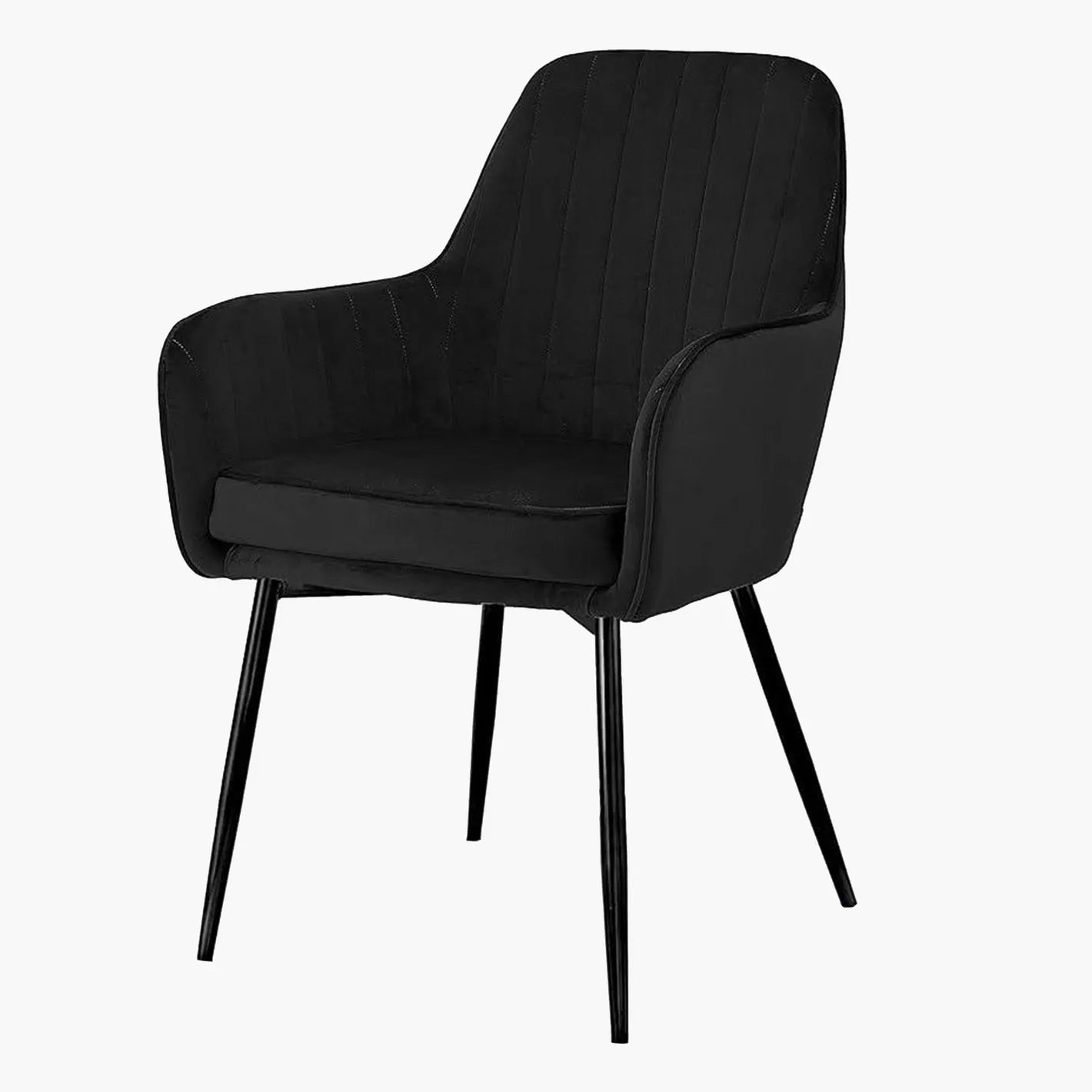 Velvet Upholstery Dining Chair, Foam Seat Filling, Metal Legs