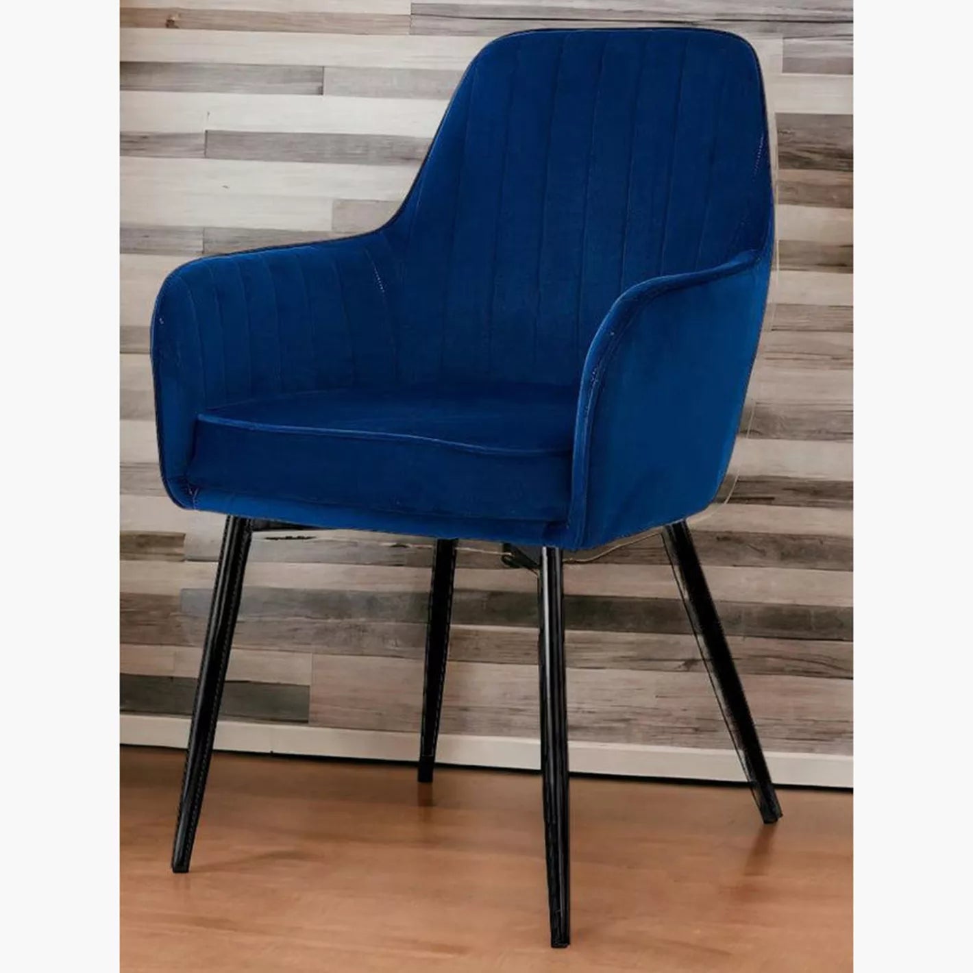 Velvet Upholstery Dining Chair, Foam Seat Filling, Metal Legs