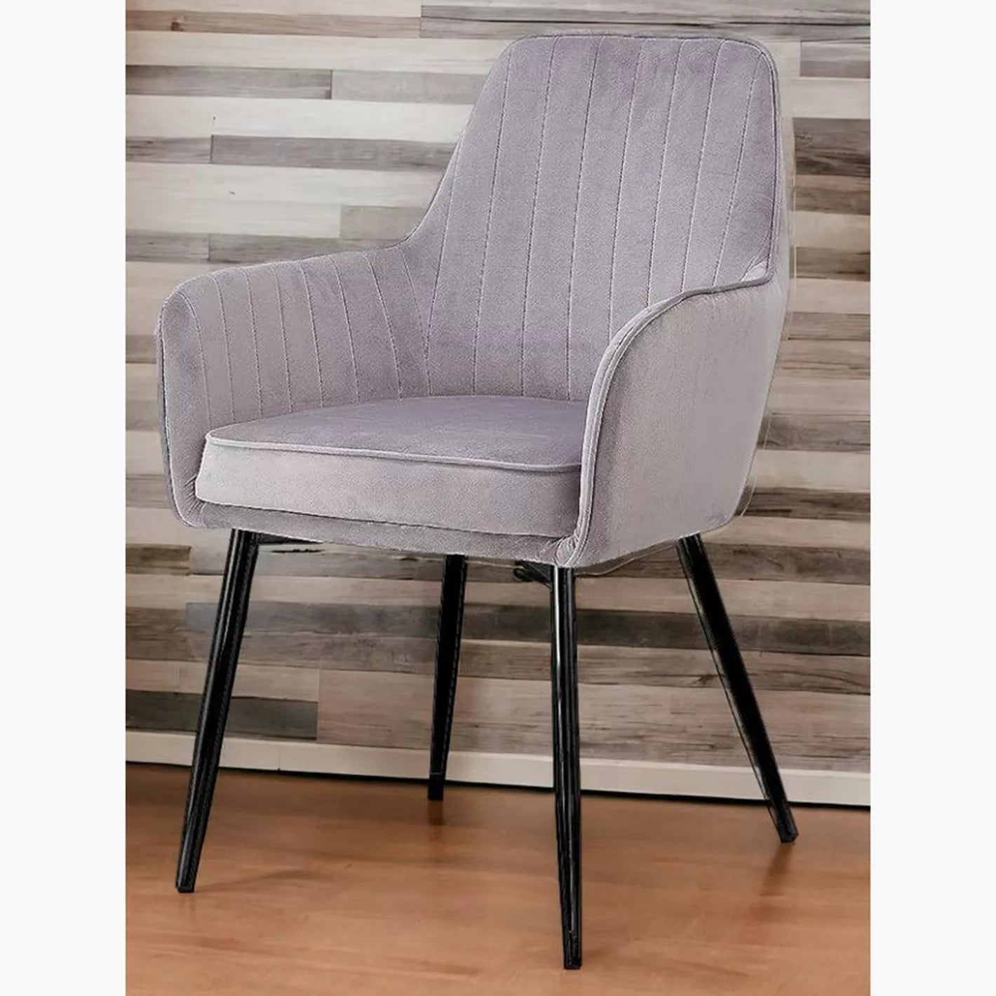 Velvet Upholstery Dining Chair, Foam Seat Filling, Metal Legs