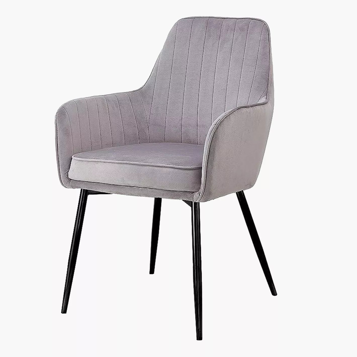 Velvet Upholstery Dining Chair, Foam Seat Filling, Metal Legs