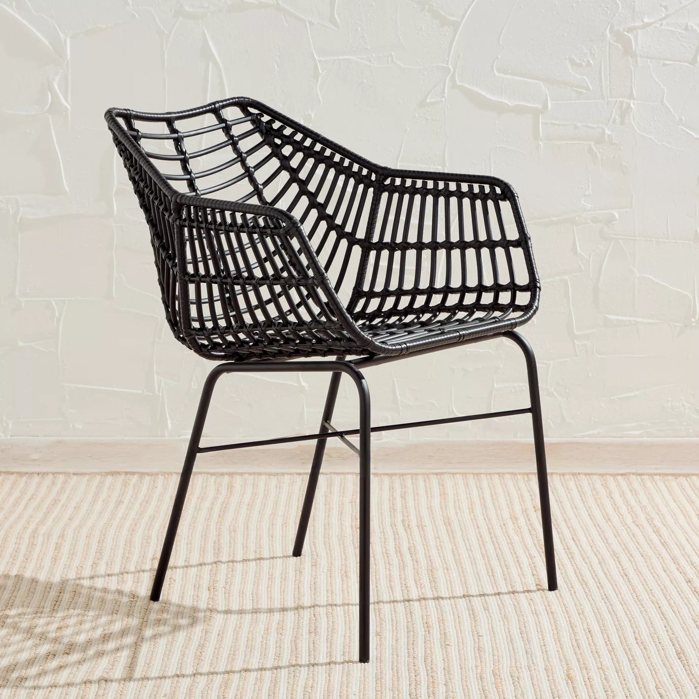 Natural Style Outdoor Dining Chair With Metal Legs - 59 * 80 * 61 CM