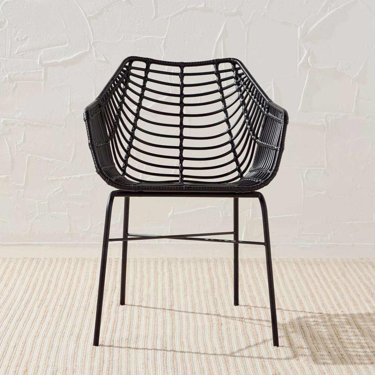 Natural Style Outdoor Dining Chair With Metal Legs - 59 * 80 * 61 CM