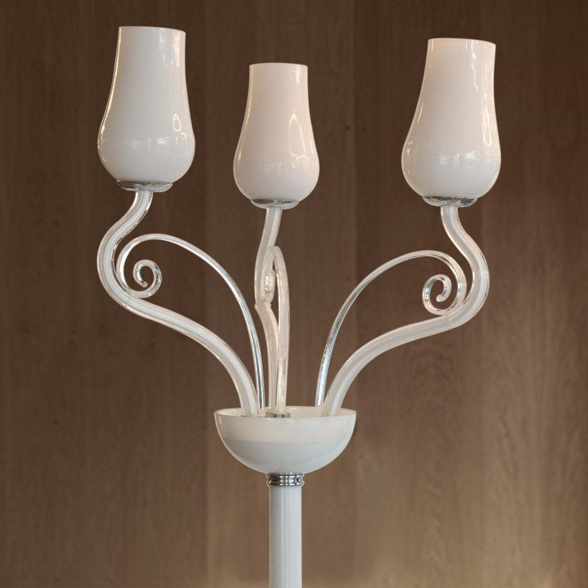 Modern Glass Stand Floor Lamp - White