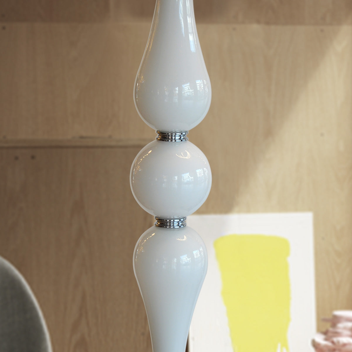 Modern Glass Stand Floor Lamp - White