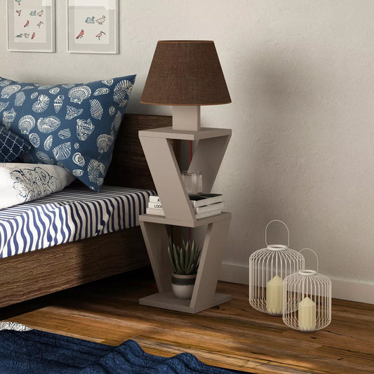 Wooden Floor Lamp With Storage Shelves