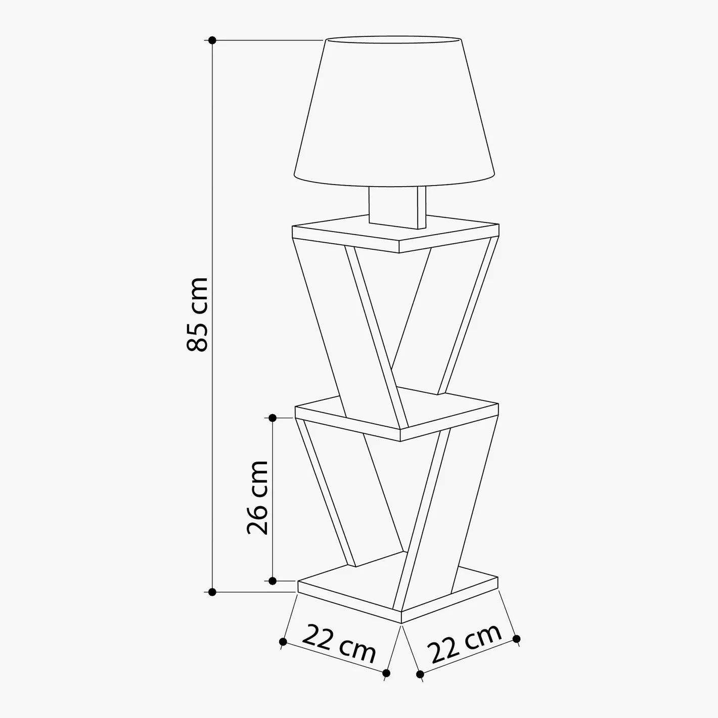 Wooden Floor Lamp With Storage Shelves