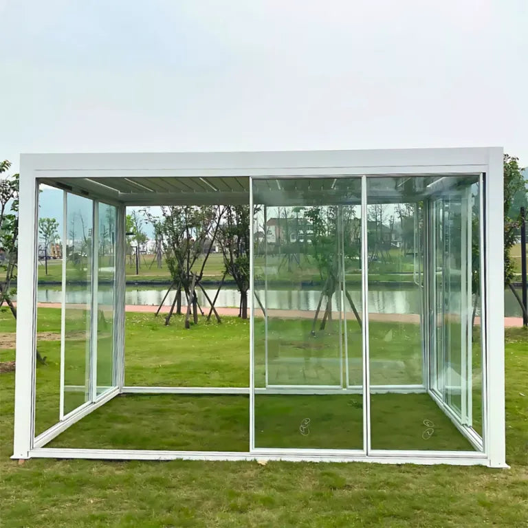 Shuttered roof Aluminum 3x4m Galass Room with Sliding Door