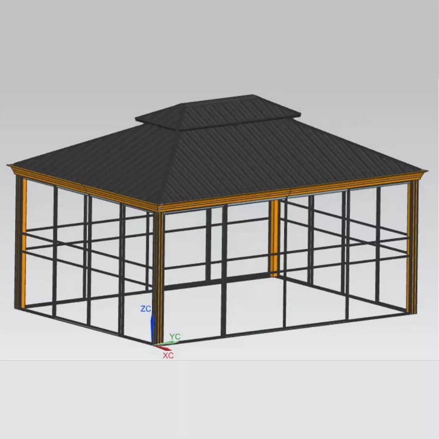 Aluminum Double Hardtop Solarium Outdoor Gazebo with Sliding Doors - 3x4 m