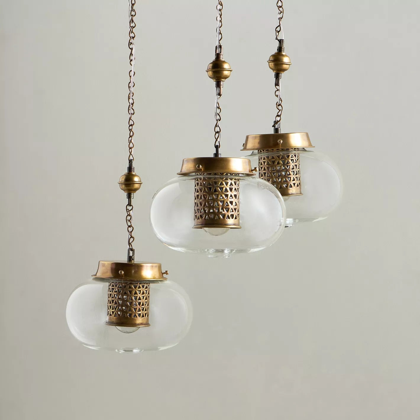 3-Light Copper Chandelier