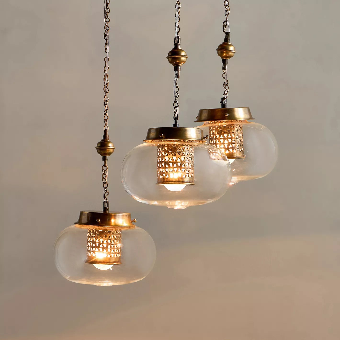 3-Light Copper Chandelier