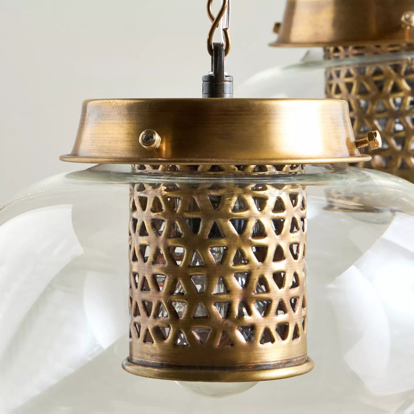 3-Light Copper Chandelier