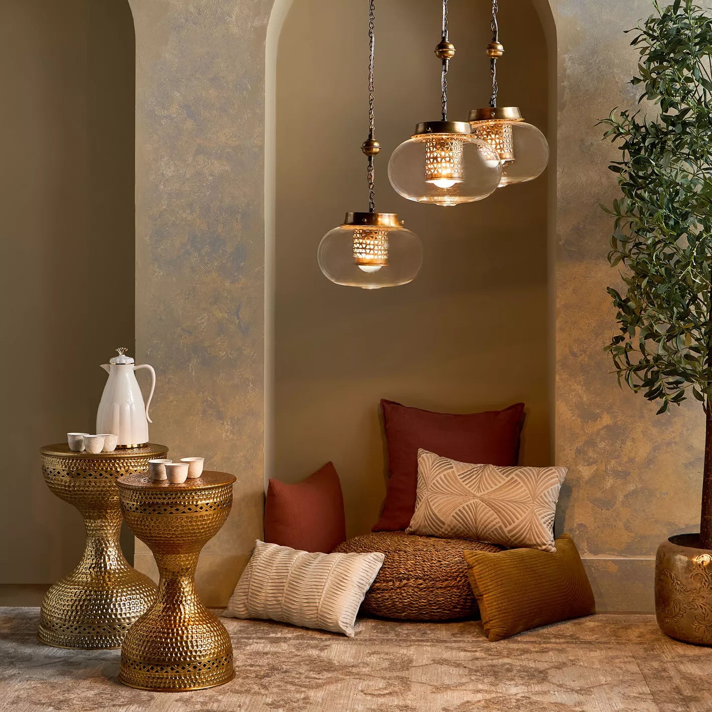 3-Light Copper Chandelier