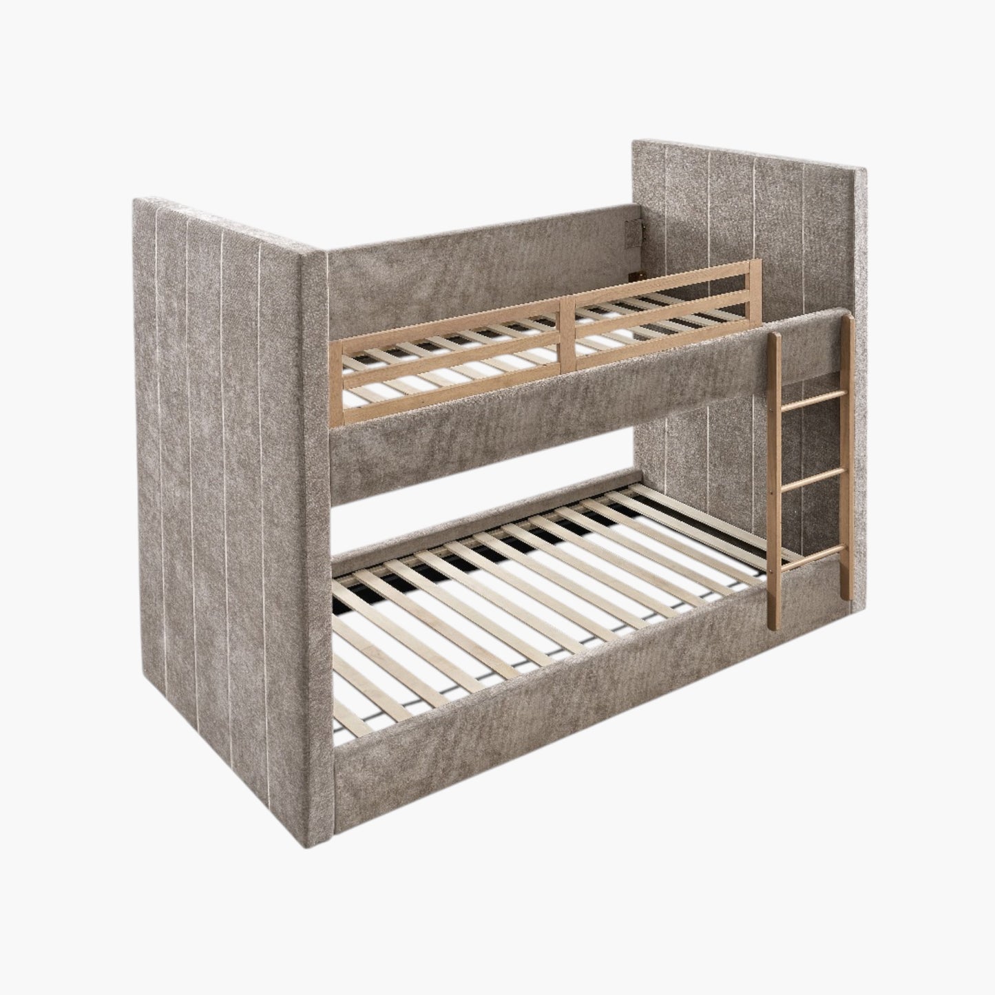 Upholstered Single Bunk Bed 90x200 cm | Modern Fabric Bunk Bed for Kids