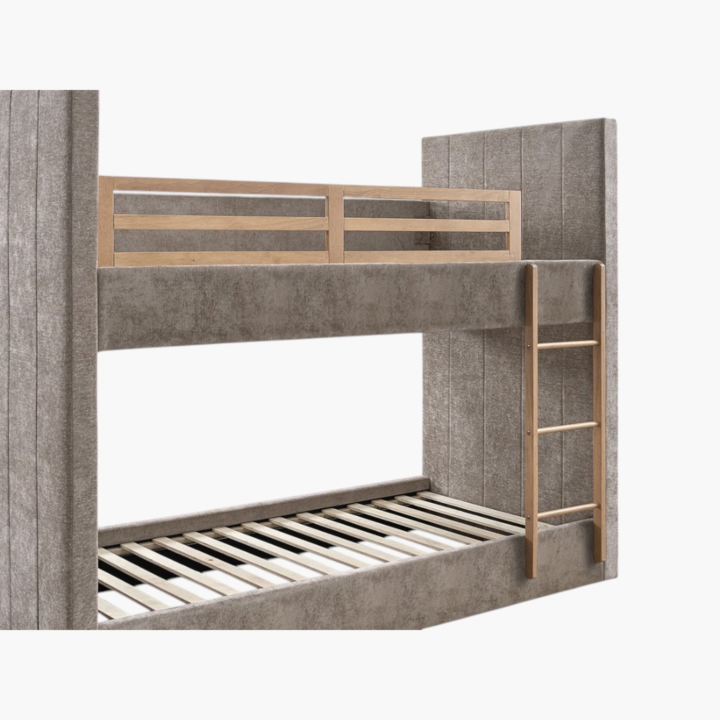 Upholstered Single Bunk Bed 90x200 cm | Modern Fabric Bunk Bed for Kids