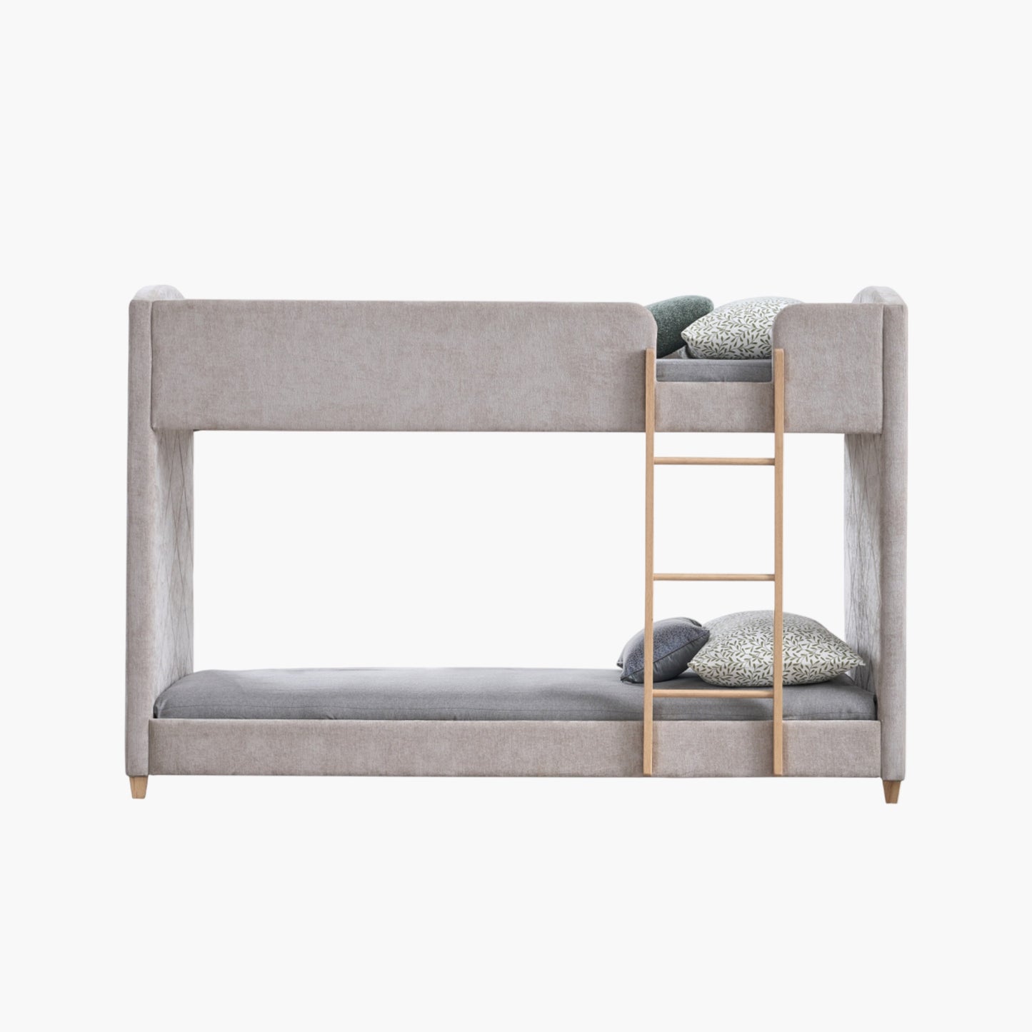 Curvy Upholstered Single Bunk Bed 90x200 cm | Modern Fabric Kids Bunk Bed