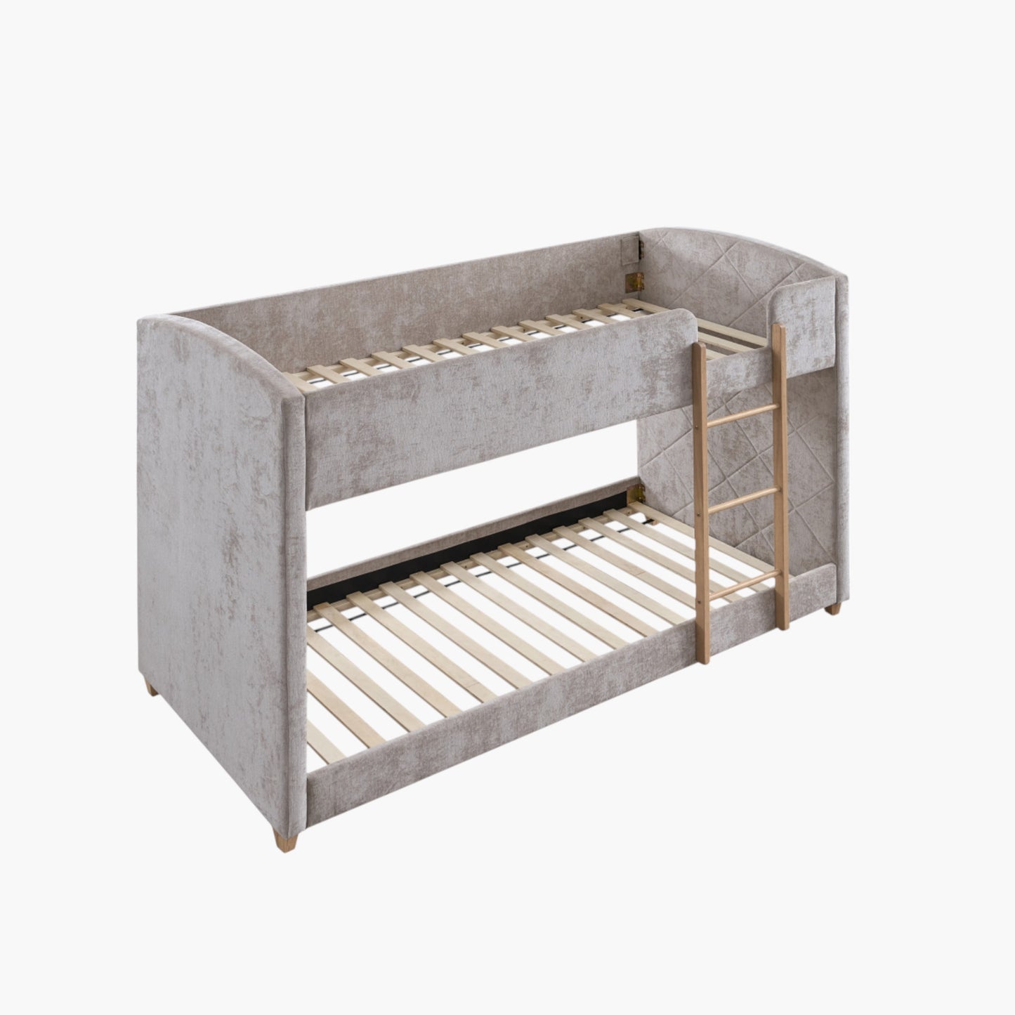 Curvy Upholstered Single Bunk Bed 90x200 cm | Modern Fabric Kids Bunk Bed