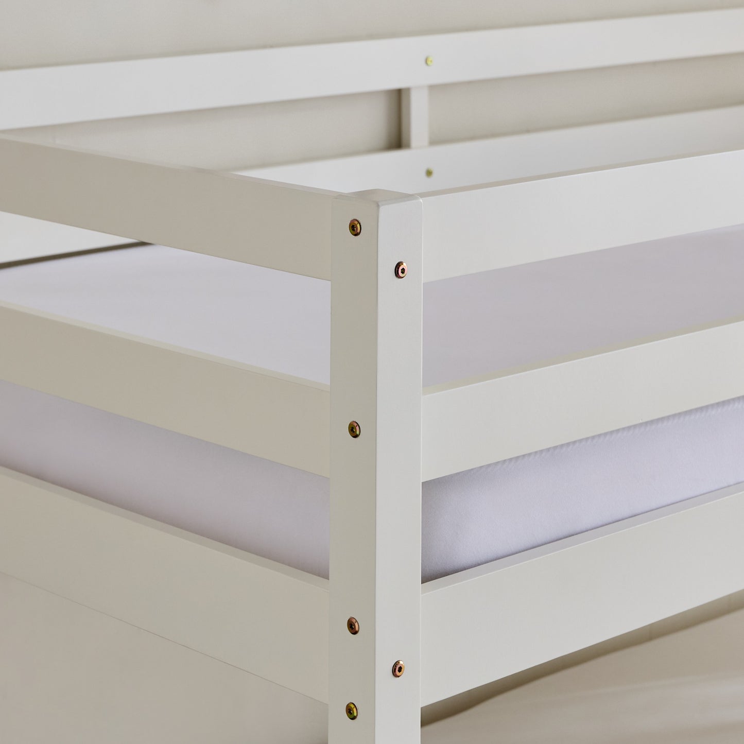 Floor Bunk Bed 90x200 cm | Solid Wood Kids Bunk Bed with Ladder