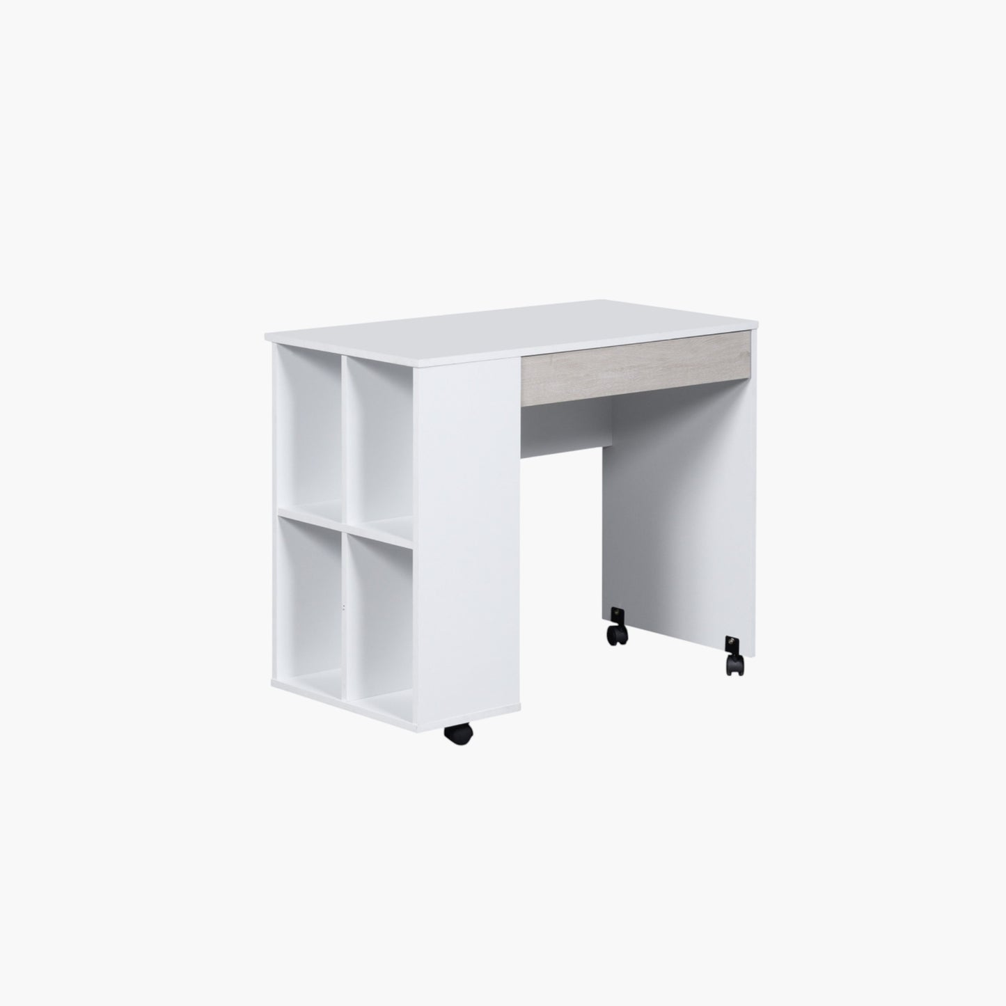 Single Bed with Study Desk & Storage 90x190 cm – Space Saving Kids Bed with Shelves & Drawers