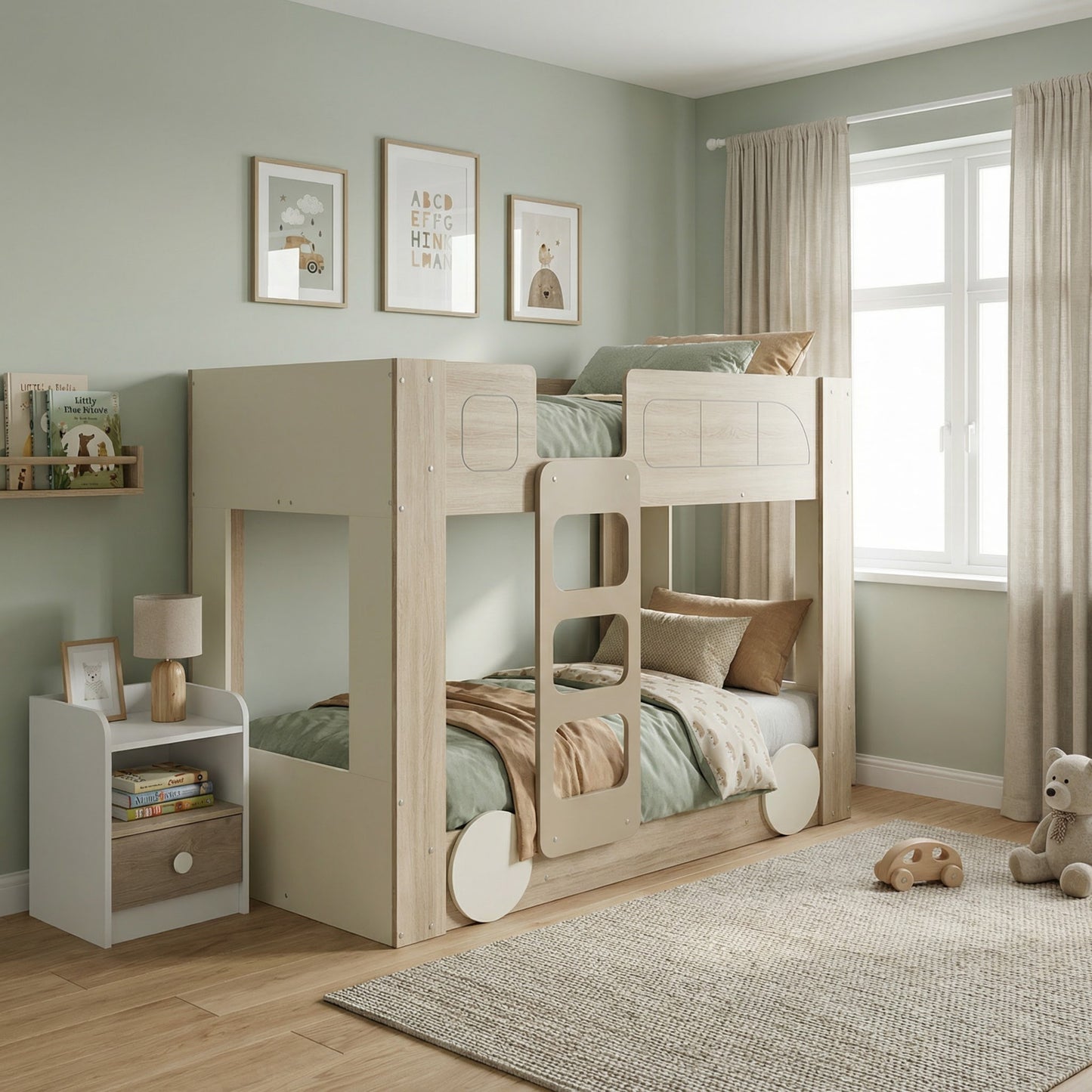 Doubledecker Single Bunk Bed 90x190 cm | Modern Wooden Kids Bunk Bed