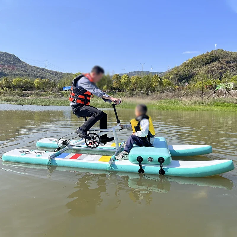 Single people aqua bicycle sports inflatable floating water bike Inflatable Water pedal board Water Inflatable Bicycle - COOLBABY