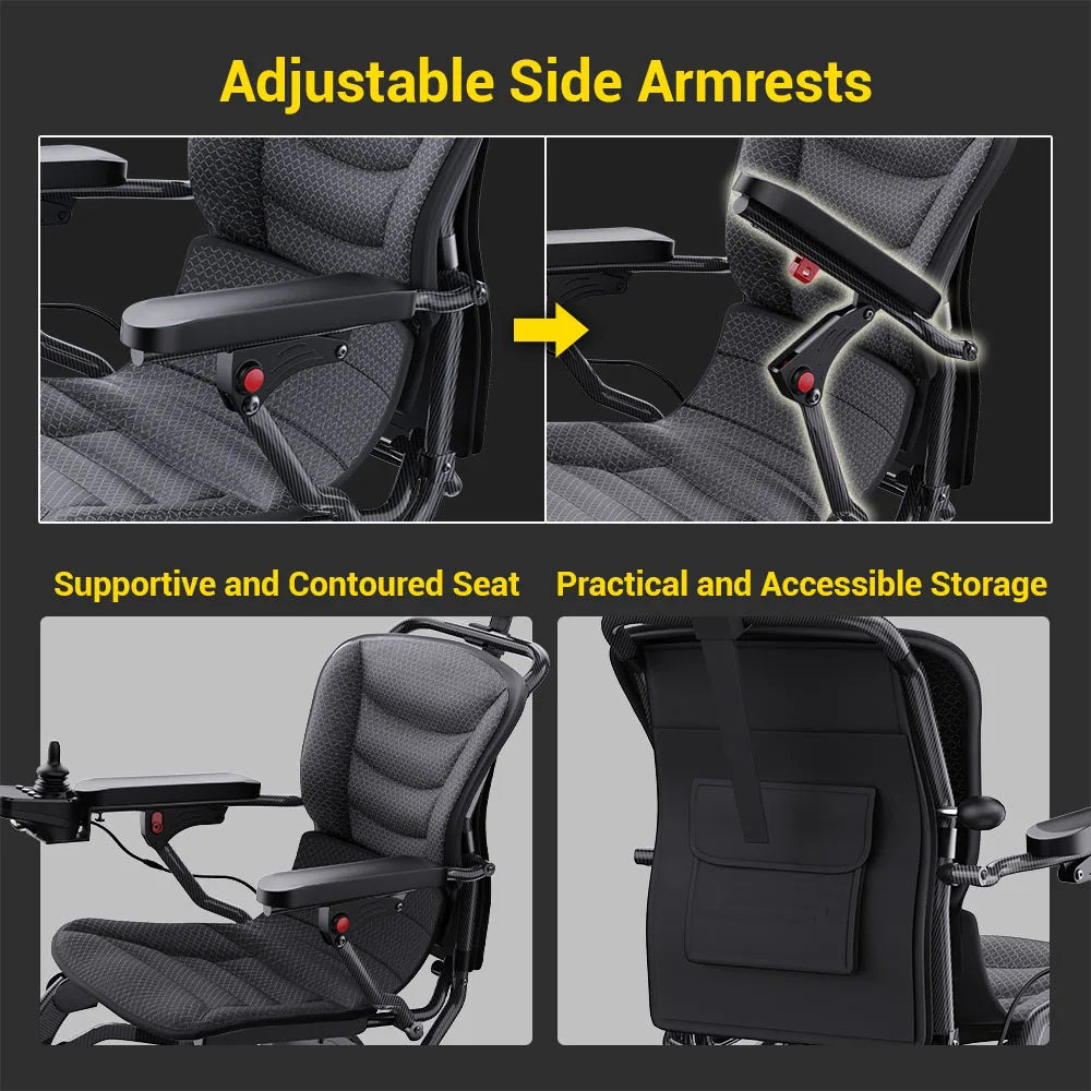 Ergonomic Electric Wheelchair Foldable Lightweight Elderly Scooter Portable Travel Wheelchair Airline Approved - COOLBABY