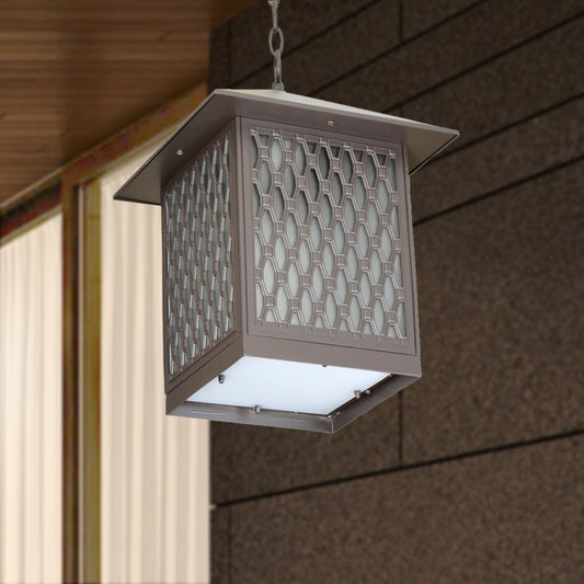 Outdoor Hanging Light E27 Glass Diffuser - Brown